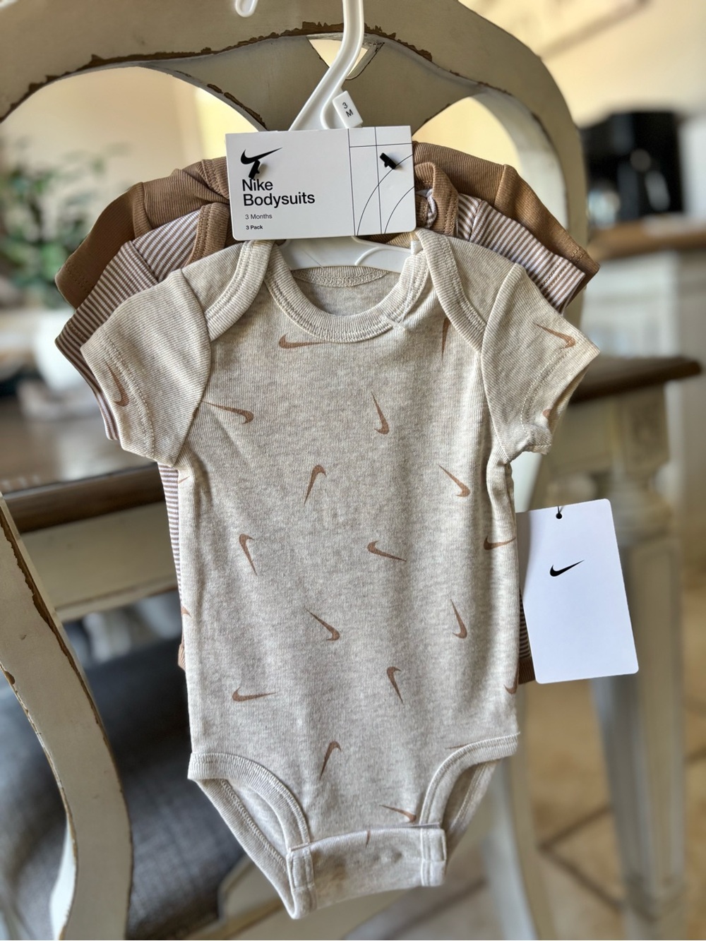 Nike Neutral Tan & Cream Baby Bodysuit 3-Pack